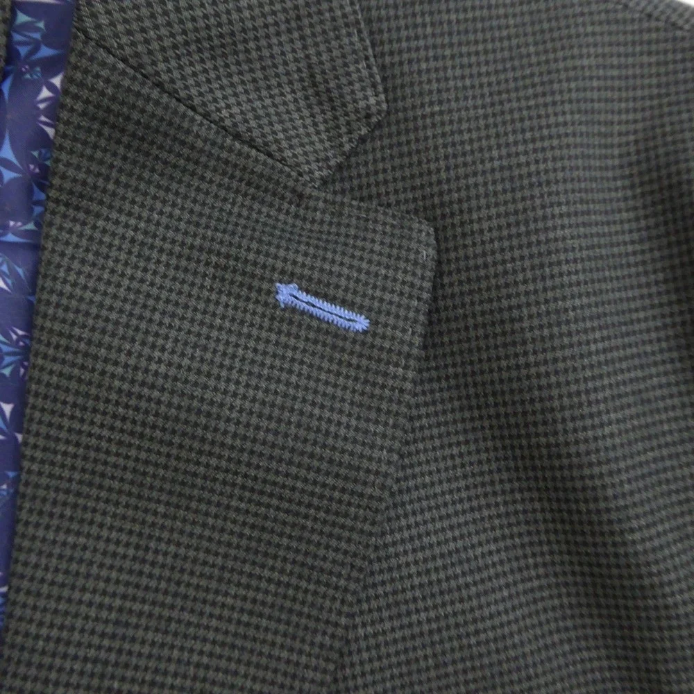 TailorByrd Mens Blazer Green Houndstooth Check Two Button Sport Coat 42S